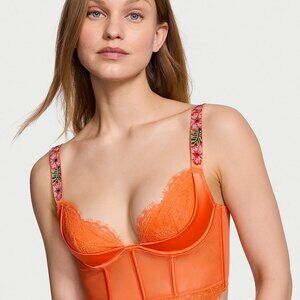 Victoria Secret Very Sexy Shine Strap Lace Quarter-Cup Corset Top